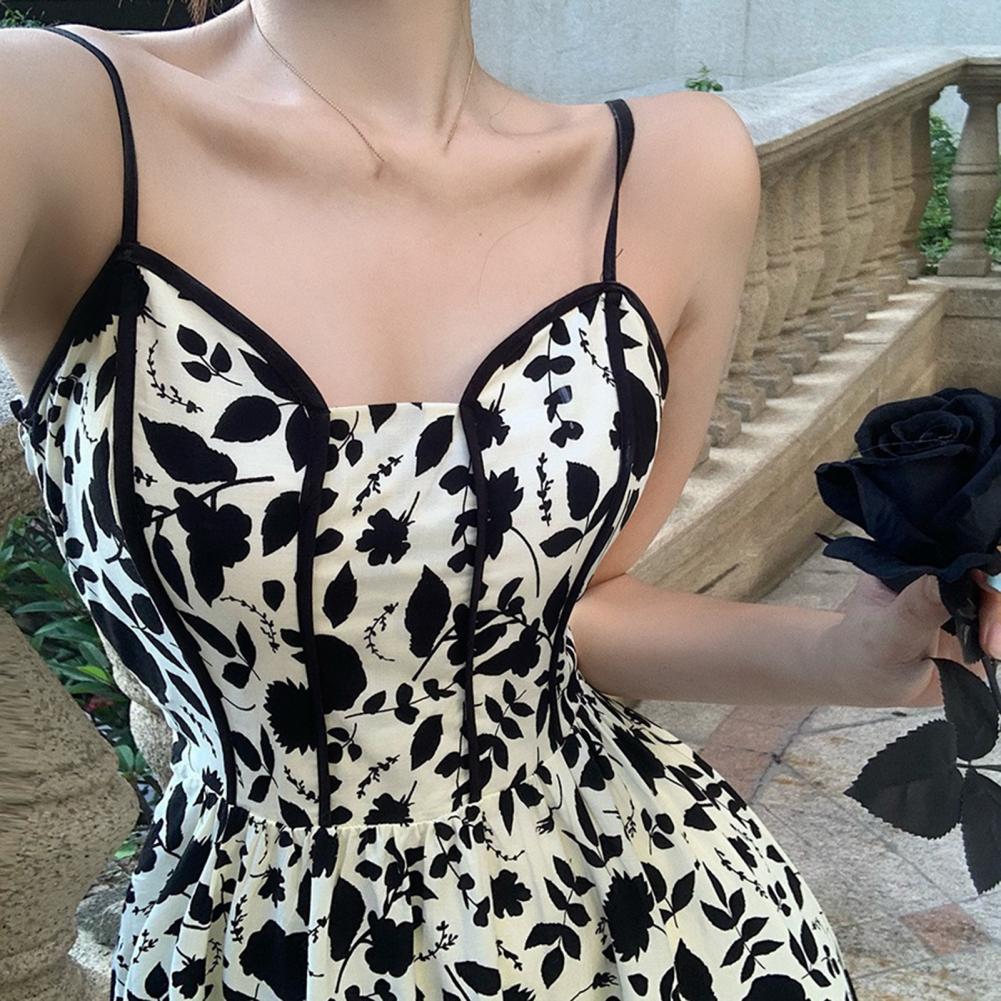 Summer Midi Dress Elegant Vintage Floral Print Midi Dresses for Women V-neck Su image 6