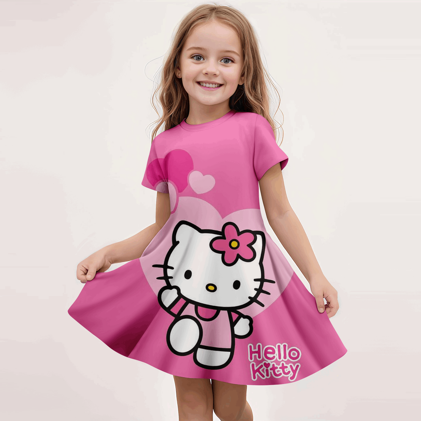 MINISO New Summer Dress Fashion Cartoon Cute Hellokitty 3D Print Dresses Kids S image 1