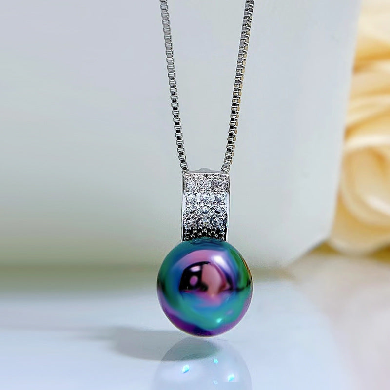 S925 Silver Necklace Tahitian Black Pearl Necklace Pendant Tamsui K Gold Natura image 1