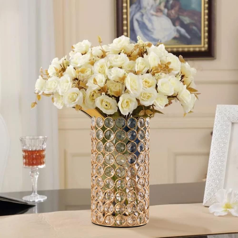Christams Home decorative Gold Crystal Cylinder Flower Vase,Wedding Table Cent image 2