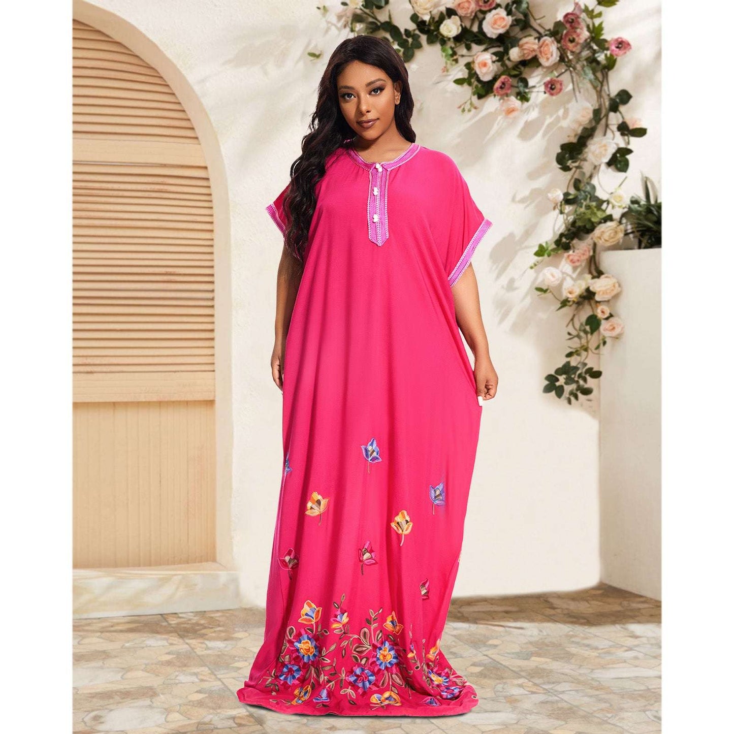 PlusSize Traditional Cotton Kaftan Clothing Loose Abayas Dress African Beach Ho image 2