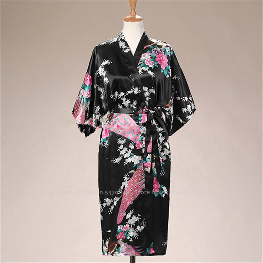 Women Satin Pajamas Bathing Robe Gown Japanese Traditional Women Sakura Kimono image 9
