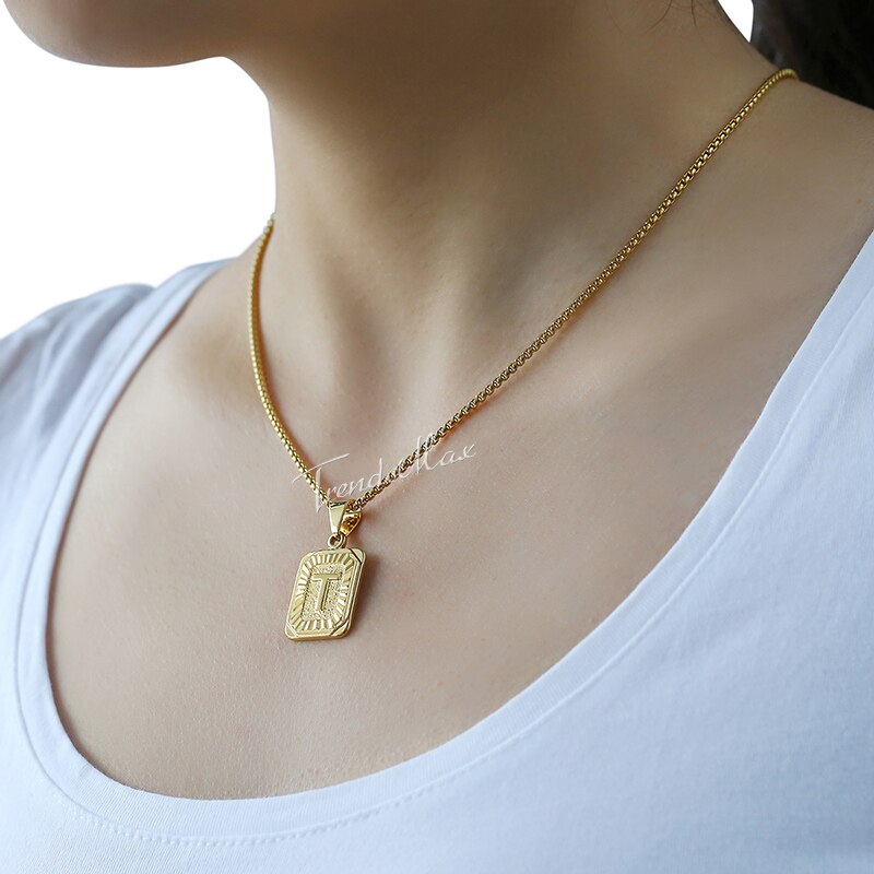 Initial Letter Pendant A-Z 26 Charm For Women Men Gold Color Silver Color image 4