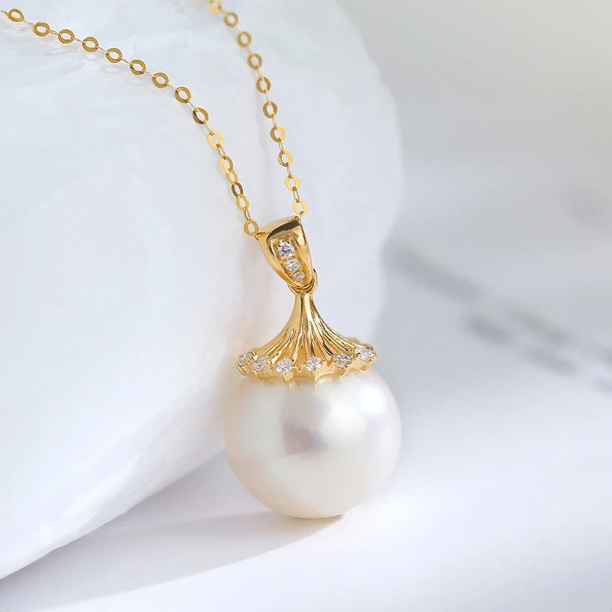 Sale At A Loss! 100% AU750 18K Gold Natrual Fresh Water Pearl Necklace With Cer image 3