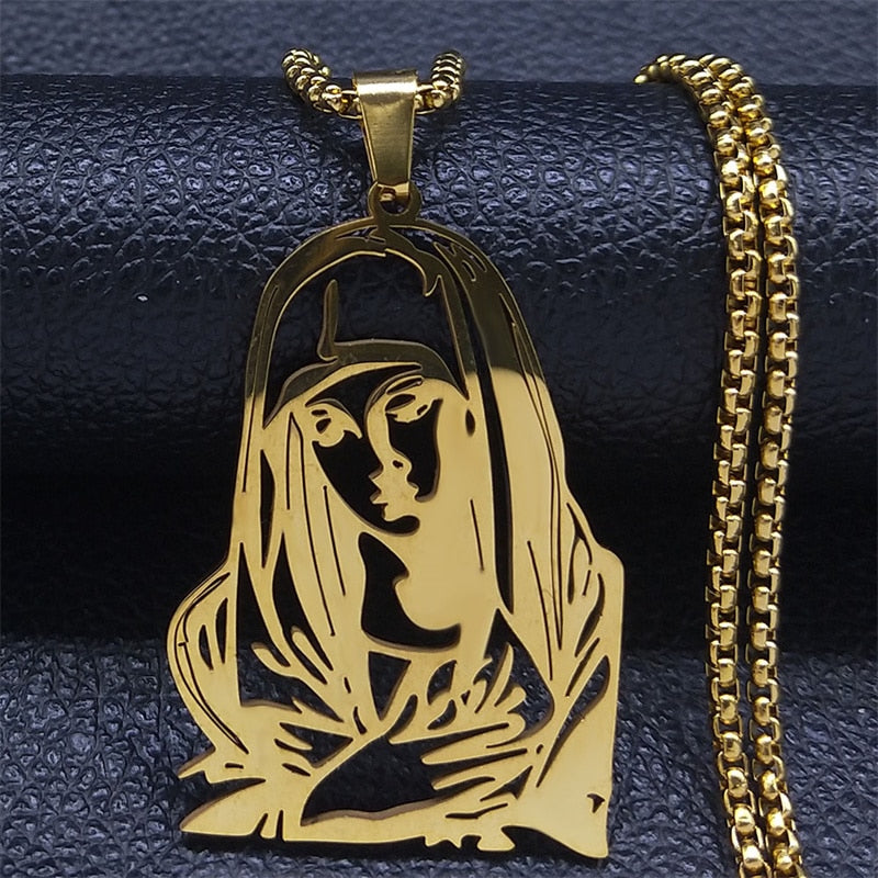 Jesus Cross Stainless Steel Pendant Necklace Gold Color Women/Men Religious image 3