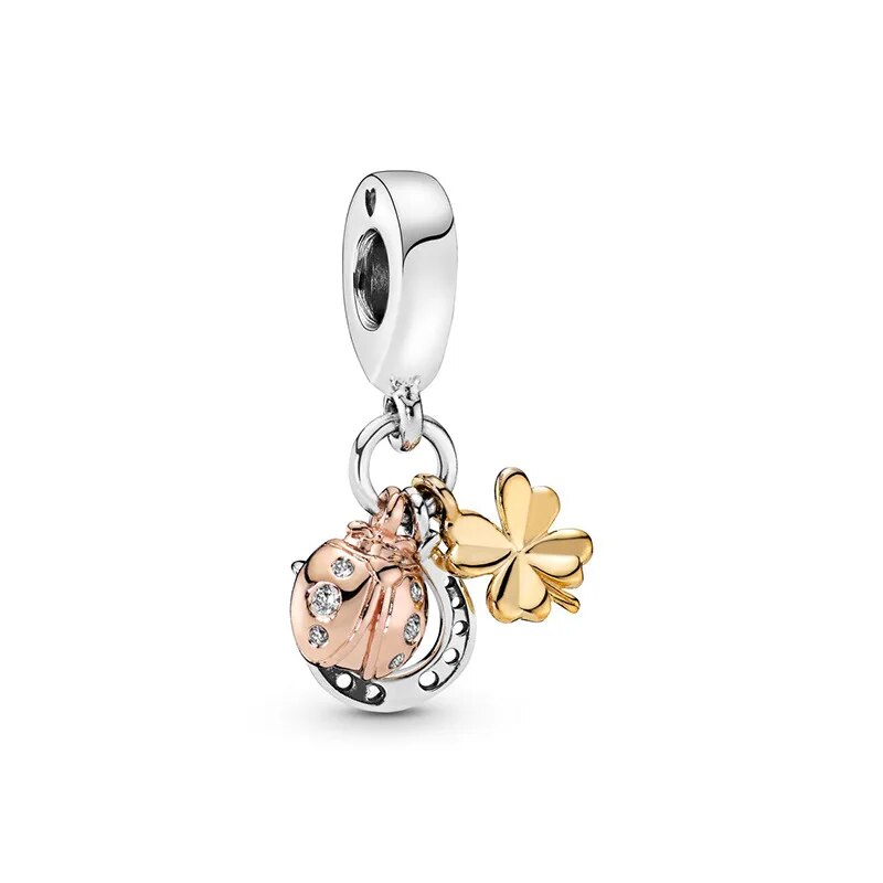 925 Sterling Silver Gold Color Family Tree Heart Crown Pendant Charm Fit Origin image 45