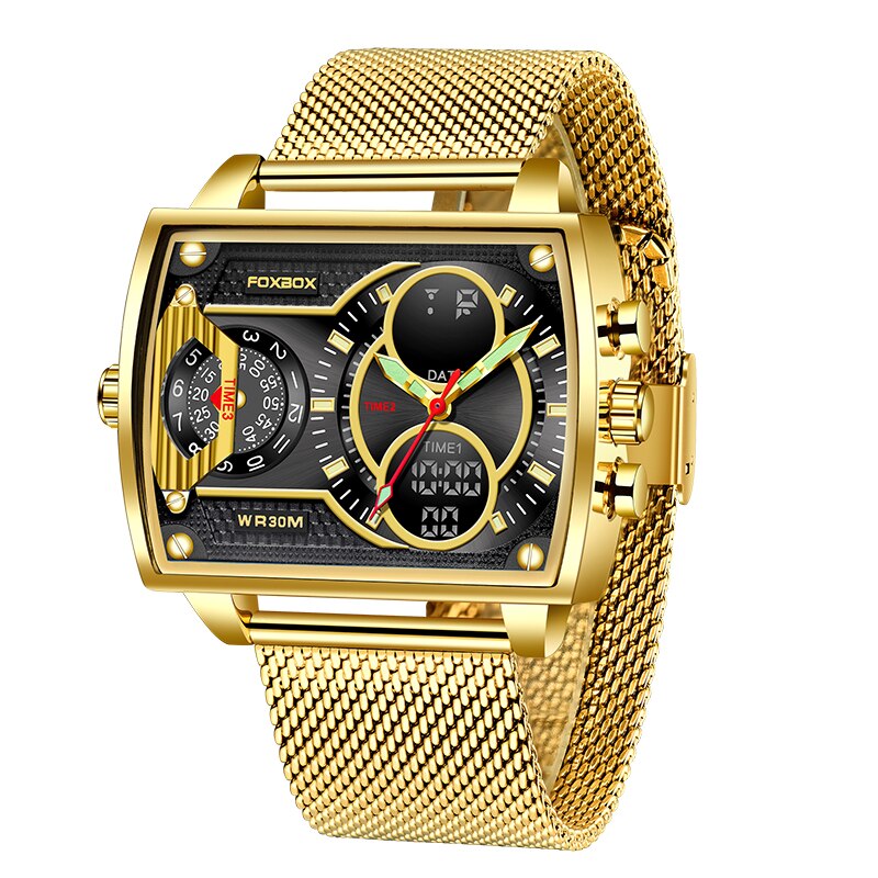2023 Men Watch Gold Quartz Led Clock Men Sport Waterproof Wrist Watch Male Mili image 2