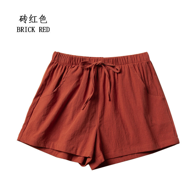 Casual Linen Shorts Women Gym Workout Shorts Cotton Short Pants High Waisted Bl image 2
