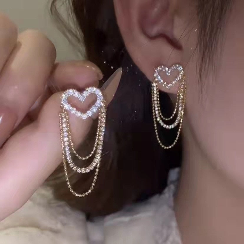 Zircon Wheat Tassel Pendant Gold Color U-shaped Earrings for Women 2023 New Fas image 17