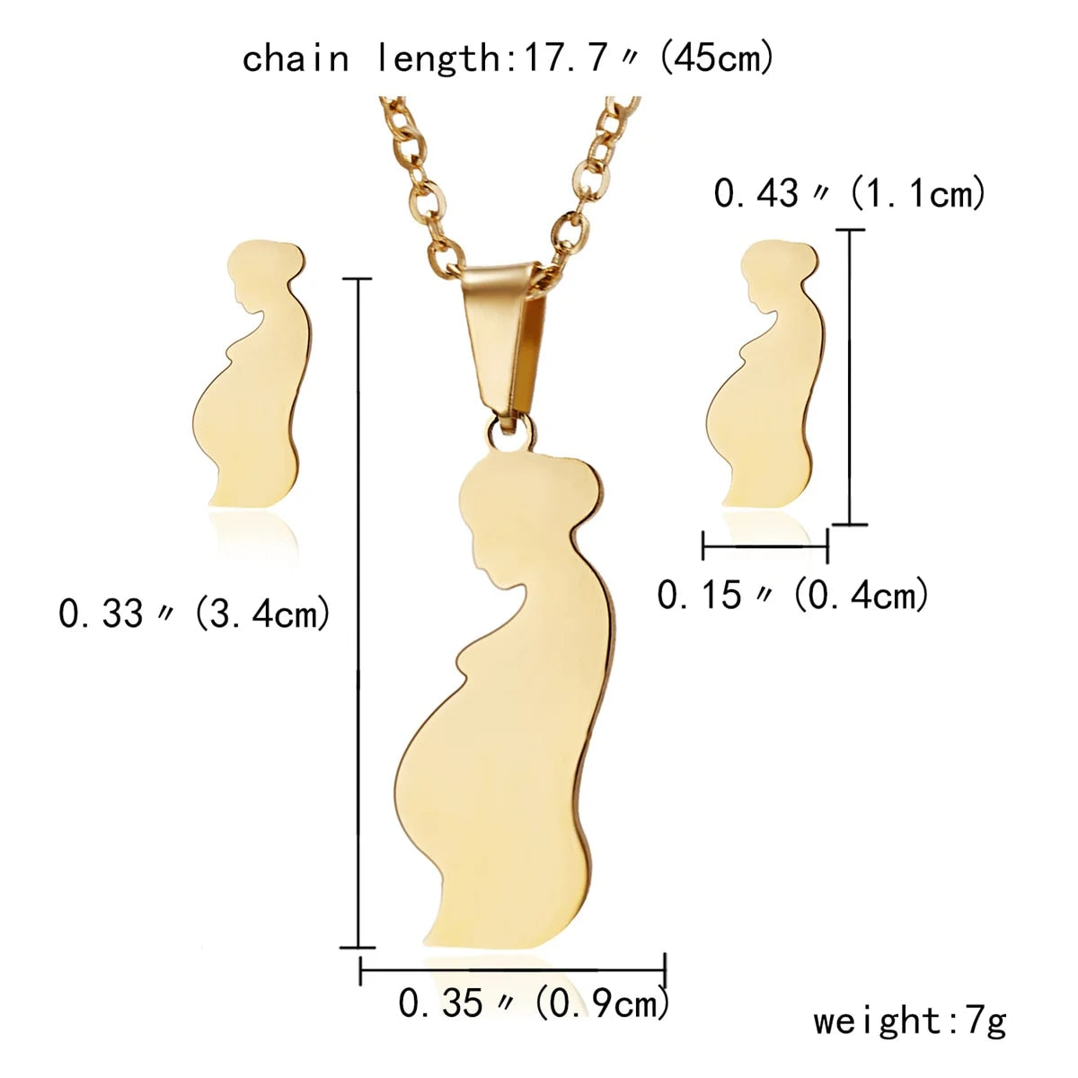 Stainless Steel Gold Color I Love MAMA Letter Necklace Earrings Set For Women H image 5