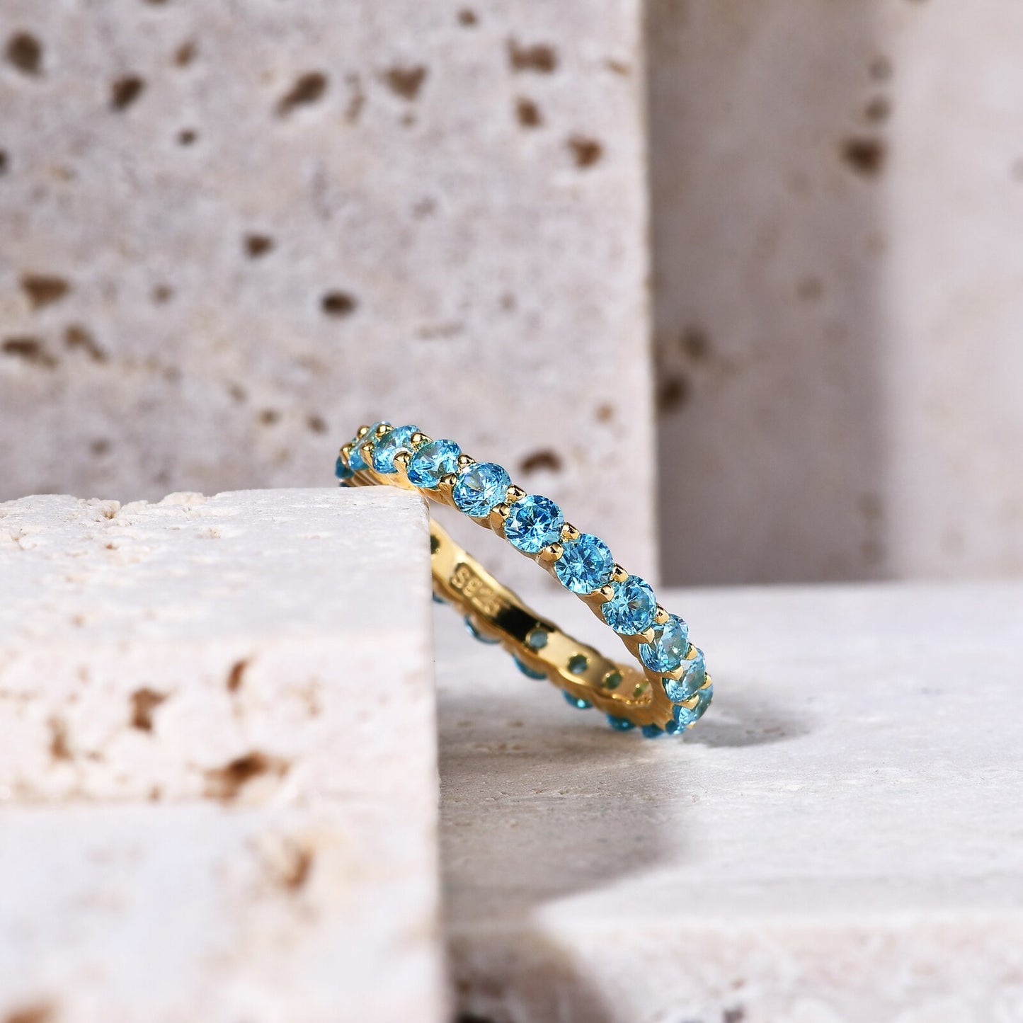 GEM'S BALLET 925 Sterling Silver 18K Gold-filled Gemstone Eternity Band Ring image 11