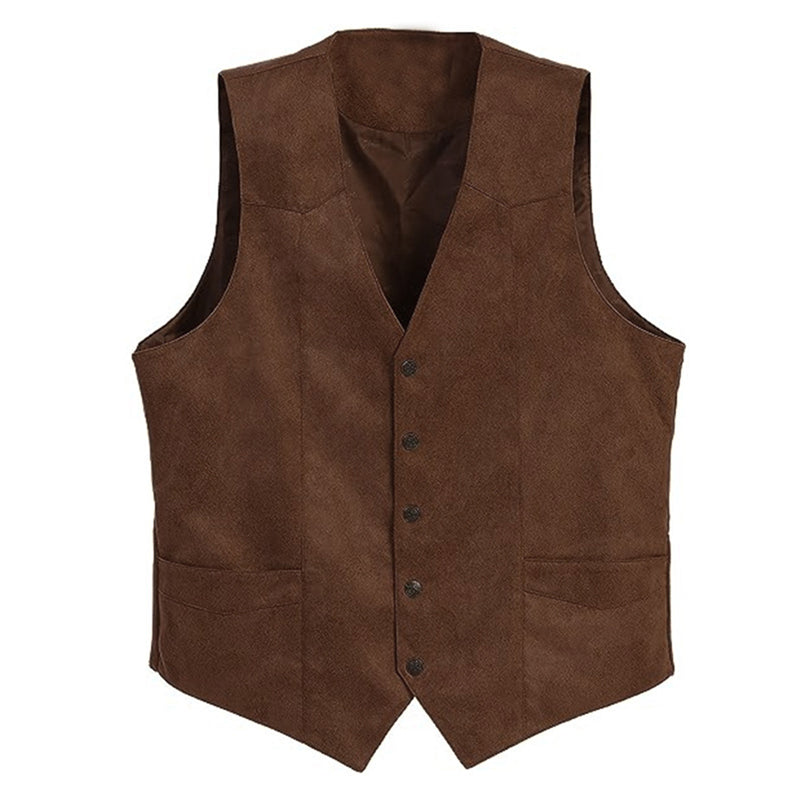 Men s Fit V-Neck Suit Vest with Button Closure and Curved Hemline Sleeveless S image 3