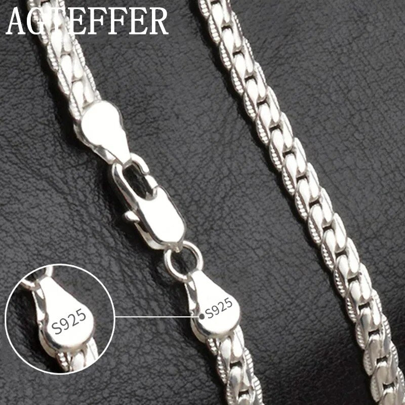 925 Sterling Silver 6MM 18K Gold Full Sideways Figaro Chain Necklace For Woman image 2