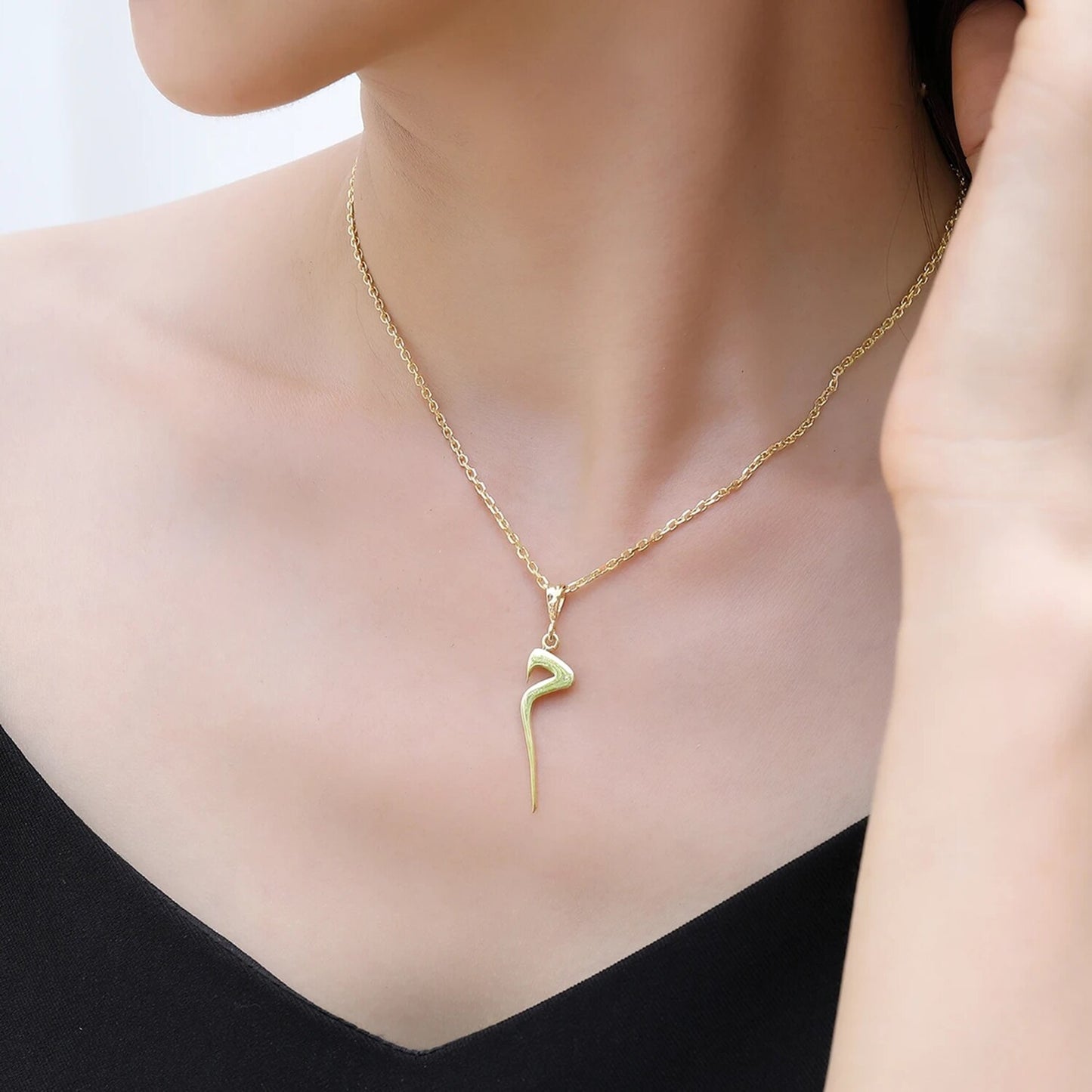 Arabic Initial Necklace Stainless Steel custom made 18k gold plated Name image 4