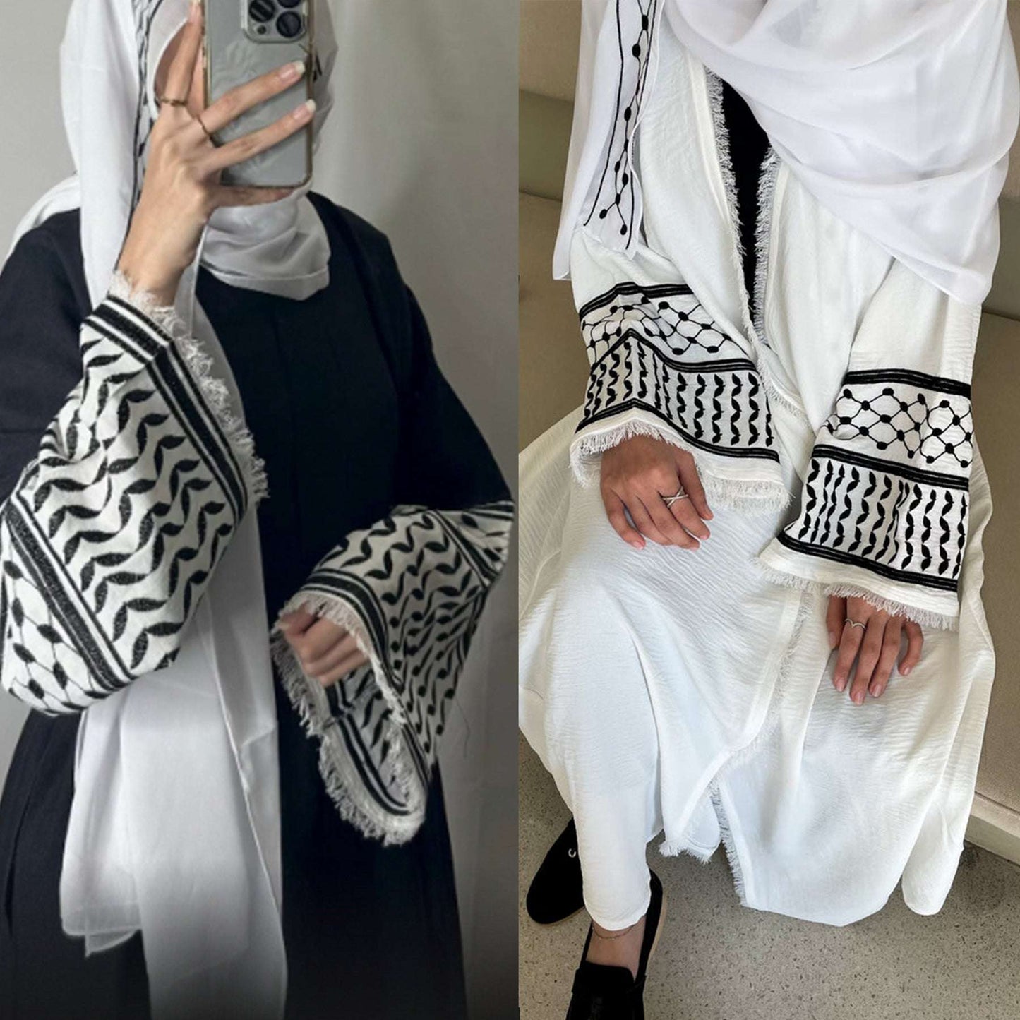 Embroidery Cardigan Women Islamic Clothing High Quality Trend Abaya Palestinian image 5