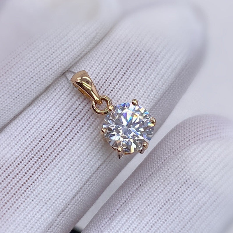 Real 18K White Gold Pendant 1CT Moissanite Necklace 6.5MM VVS Lab Diamond Rose image 1