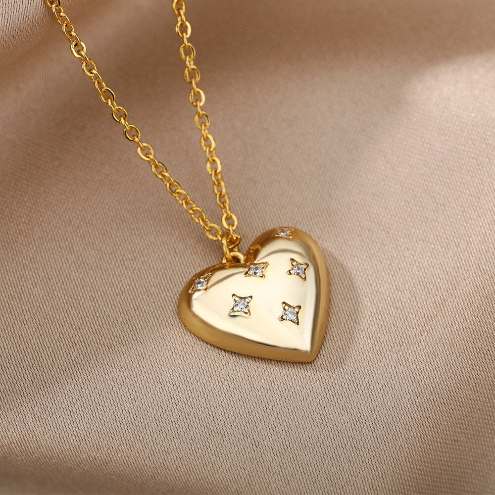 Heart Necklace For Women Stainless Steel Gold Color Necklaces Pendant 2022 image 1