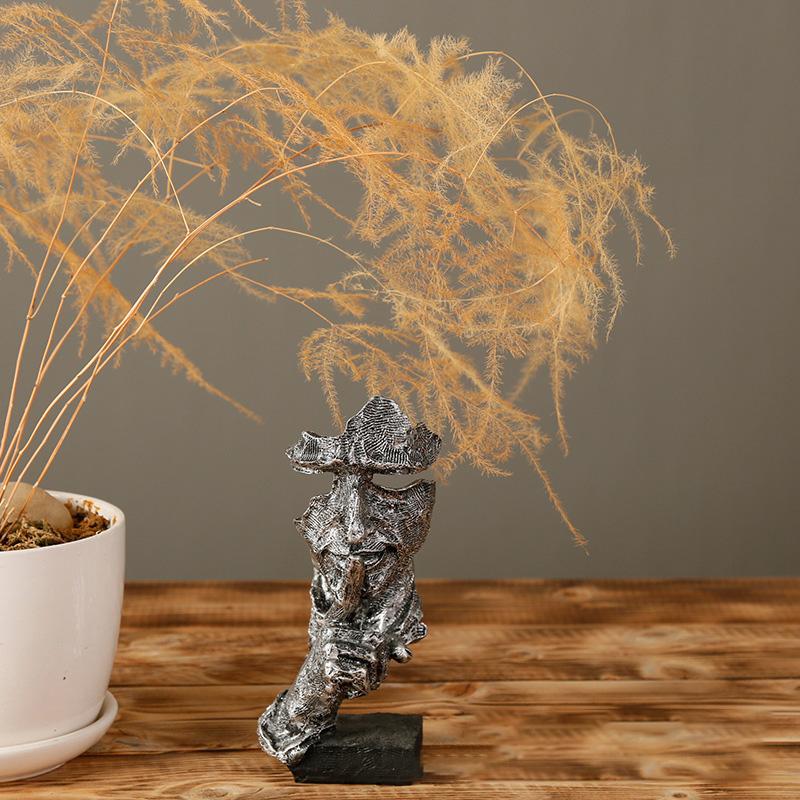 Silence Is Gold Statue Human Face Statue Abstract Sculpture Nordic Creative Dec image 11