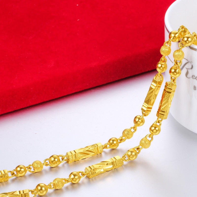 Simple Male 18K Gold Necklace Hexagonal Buddha Bamboo Chain Fine Jewelry image 2