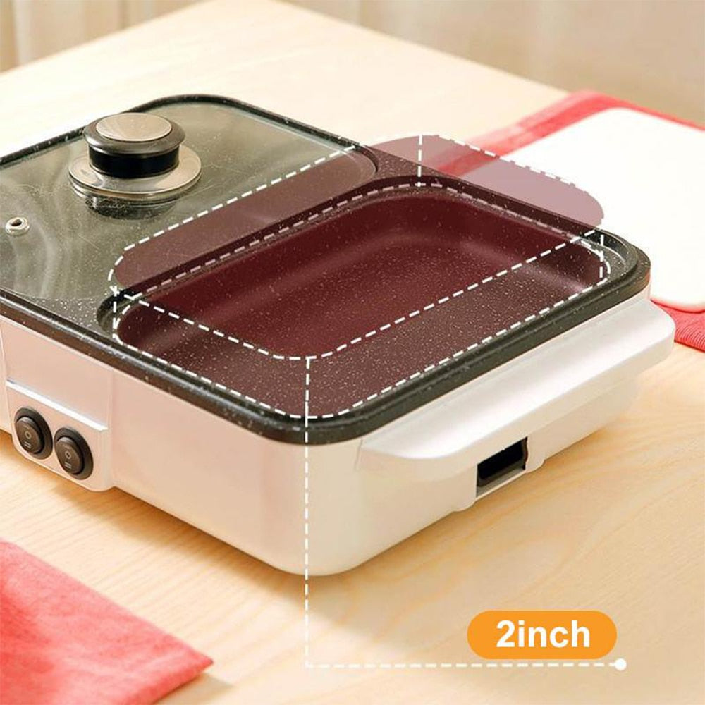 110V/220V 1200W 2 IN 1 Electric Hot Pot Cooker BBQ Grill Multicooker Electric B image 6