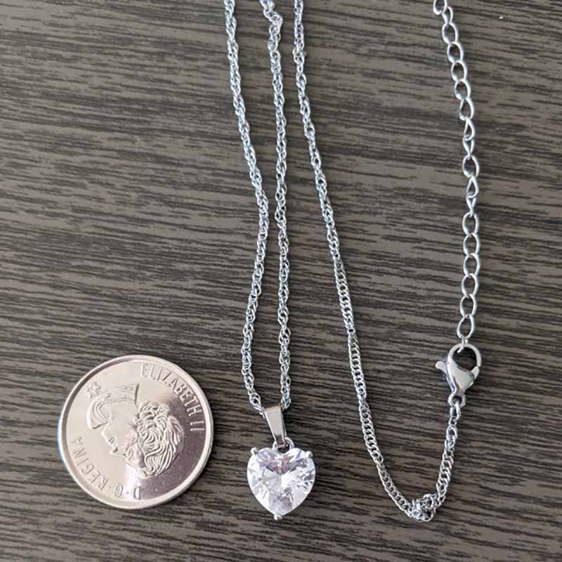 Heart Necklaces For Women Stainless Steel Gold Plated Chain Zircon Heart Pendan image 6