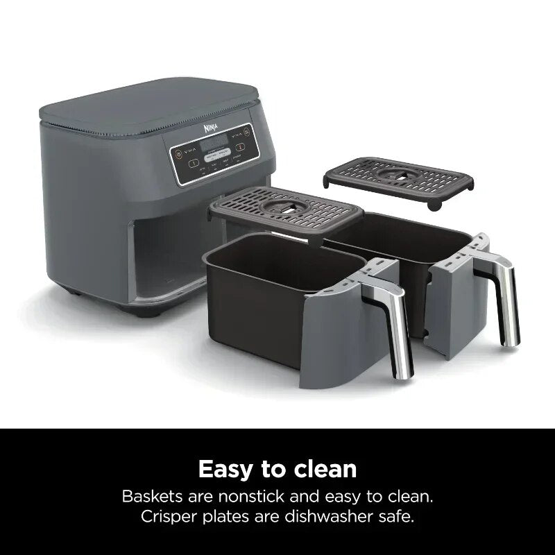 8 Qt 4-in-1 Air Fryer with 2-Basket, featuring DualZone™ Technology, DZ100WM image 2