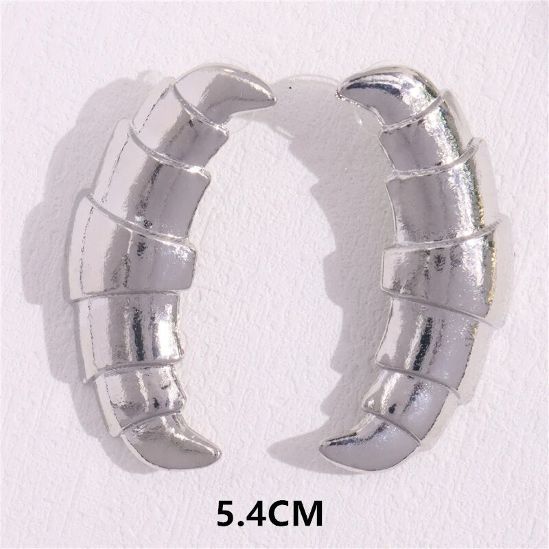 HangZhi New Design Cowhorn Vortex Stud Earring Geometric Gold Sliver Color Spir image 4