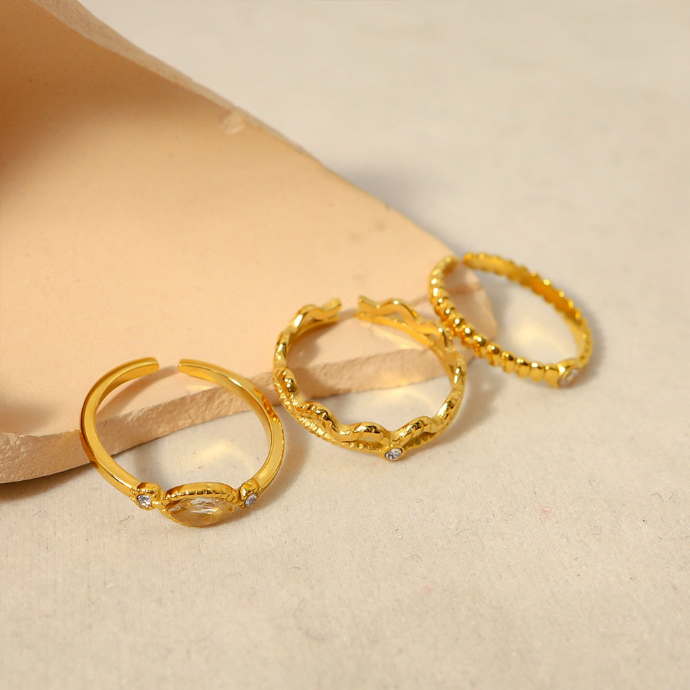 WILD & FREE Gold Plated Stainless Steel Zircon Crystal Rings for Women Simple T image 7