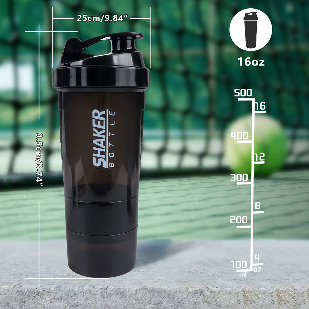 3 Layers Shaker Protein Bottle Powder Shake Cup Water Bottle Plastic Mixing Cup image 6