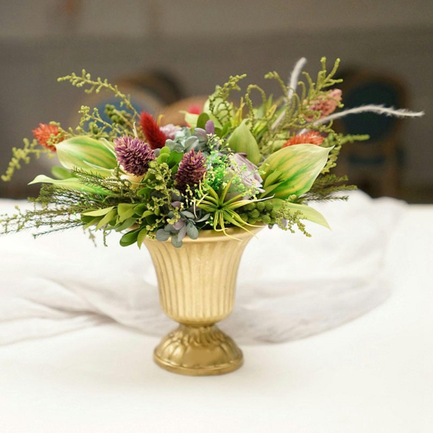 Metal Flower Vase Farmhouse Pot for Dried Floral Arrangements Container Table C image 0