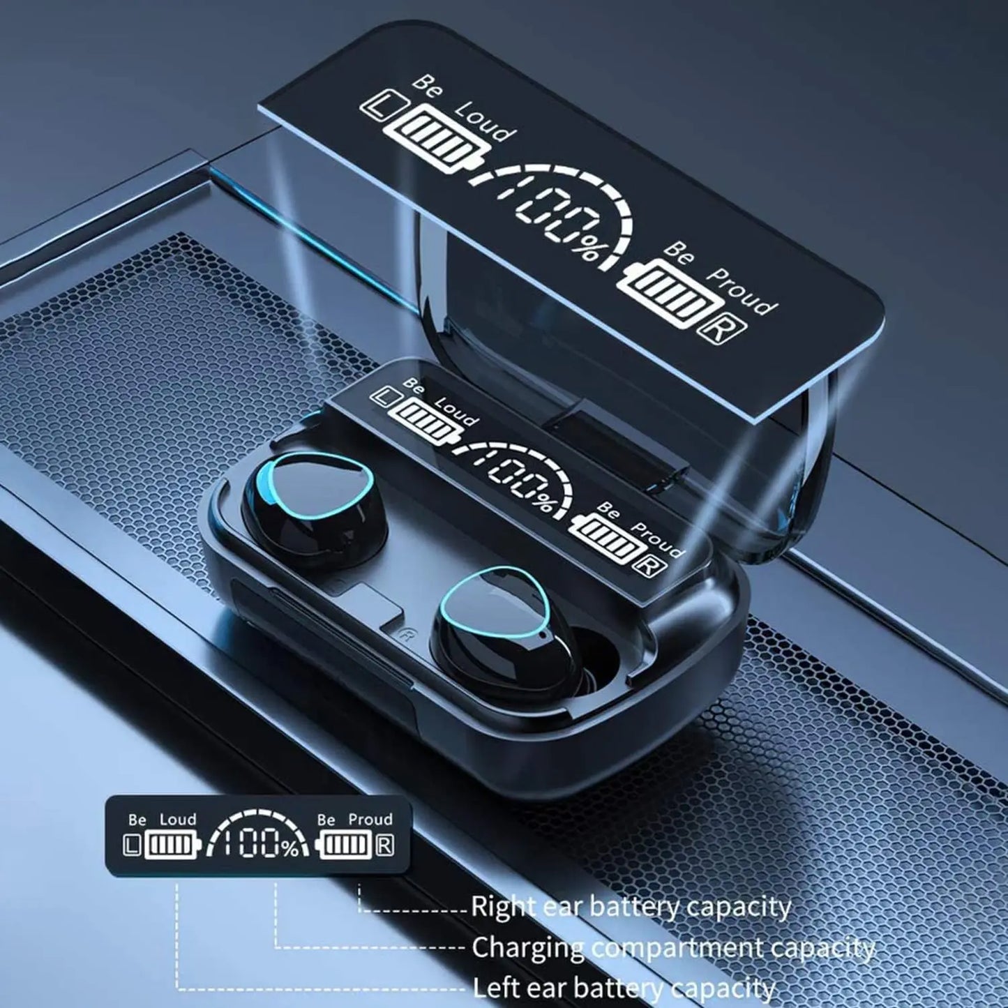 TWS M10 Wireless Bluetooth Headphones LED Display 3500mah Charging Box 9D Stere image 3