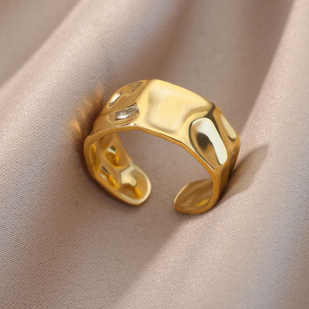 Stainless Steel Rings for Women Aesthetic Sunflower Gold Plated Wedding Couple image 14