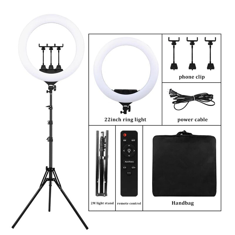 22" LED Light Rings 3200-6500K Color Temperature 0-100% Brightness With 2M Powe image 1