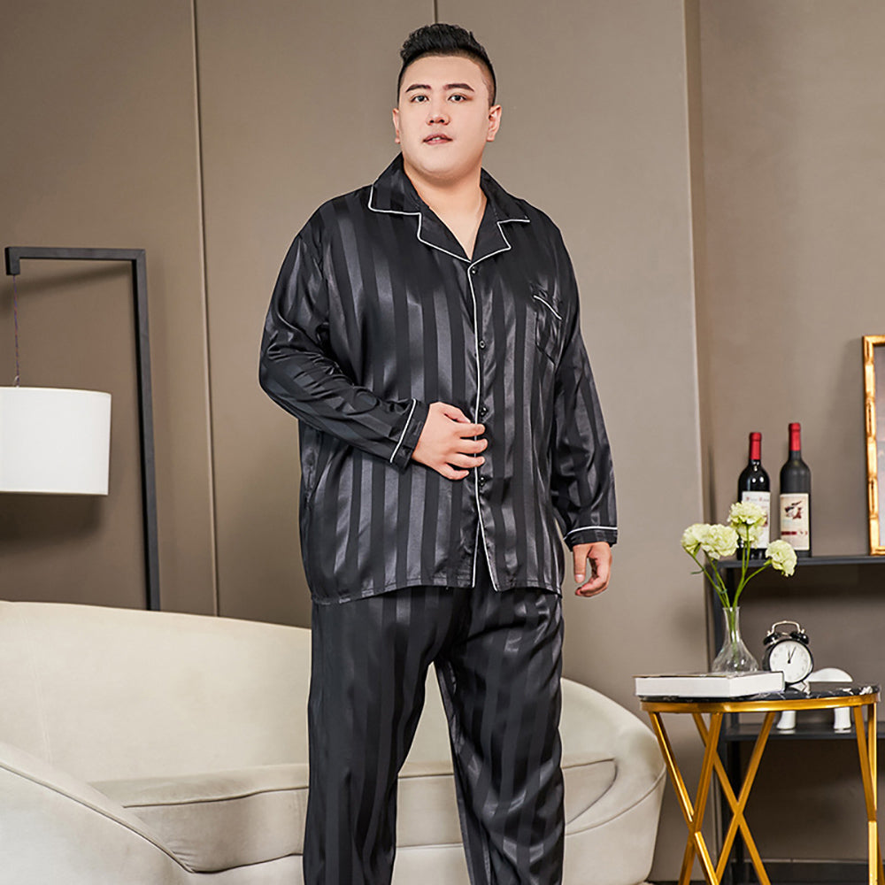 5XL Big Size Pajamas For Men 165KG Spring Summer Ice Silk Satin Cool Pajama Man image 10