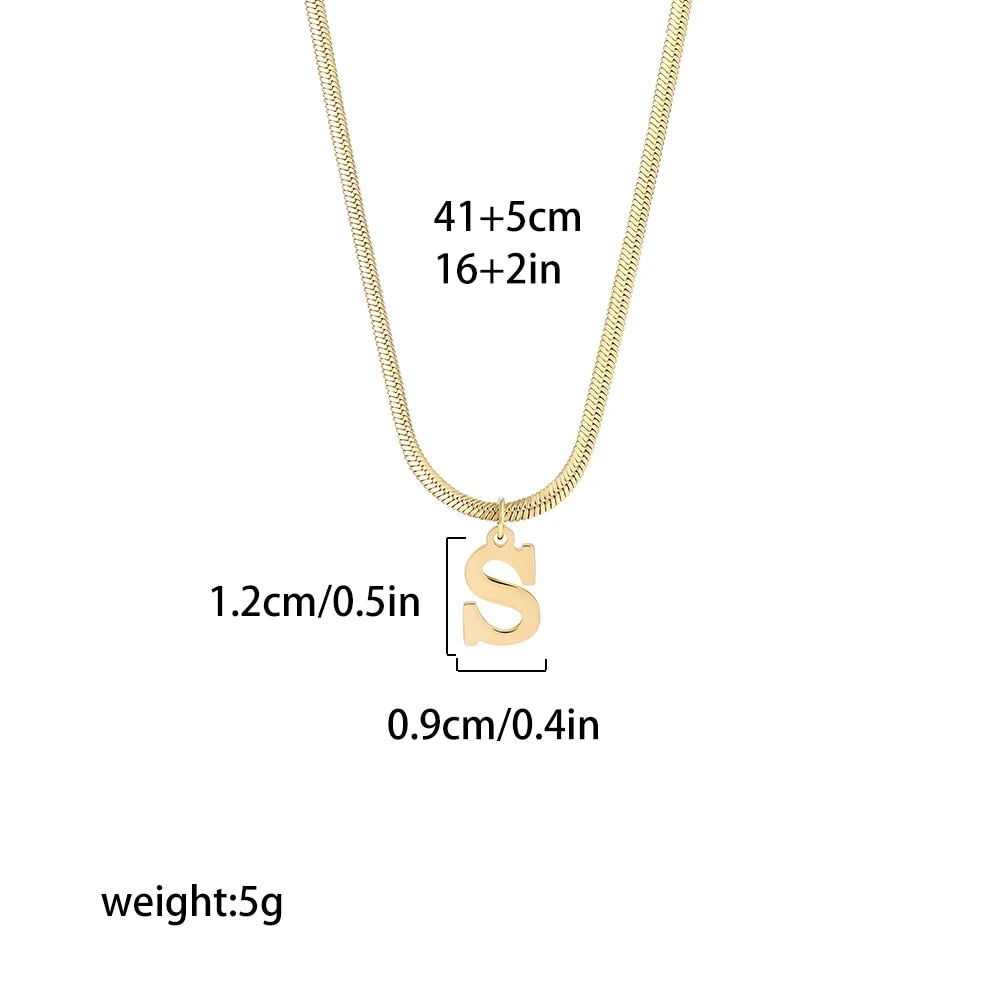 A-Z Alphabet Gold Plated Stainless Steel Pendant Necklace for Women Snake Chain image 5