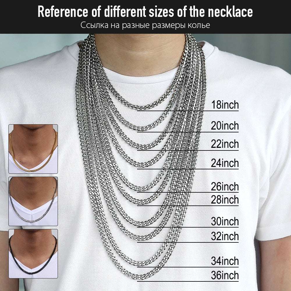 3-11mm Stainless Steel Necklace for Women Men Curb Cuban Link Chains Gold Silve image 8