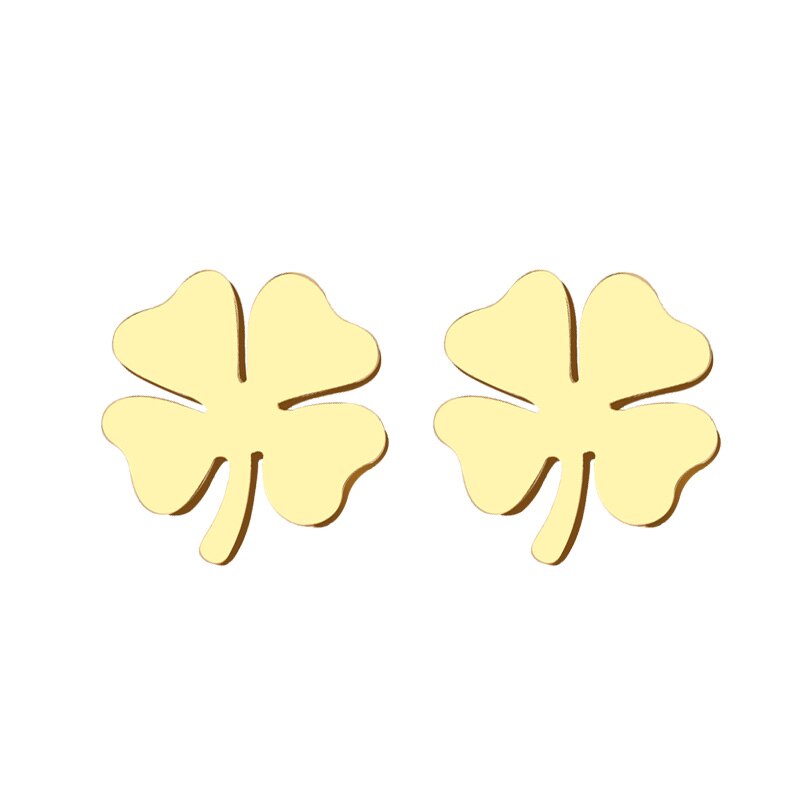 DOTIFI Stainless Steel Stud Earring For Women Man Clover Gold Color Lover's Eng image 1