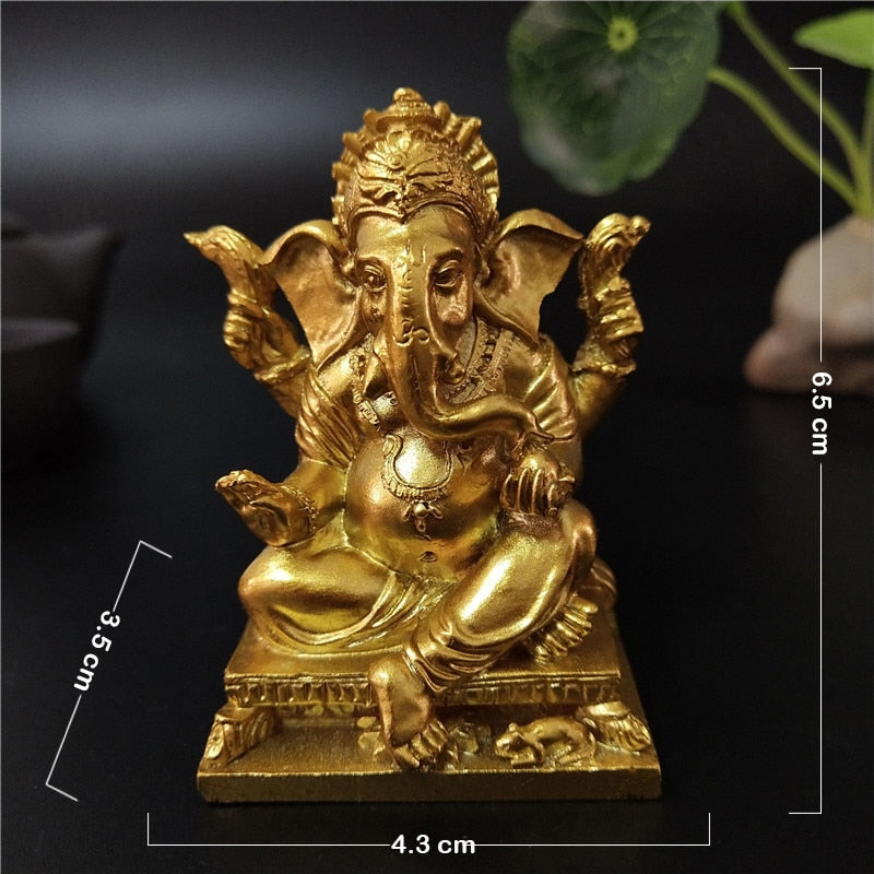 Gold Lord Ganesha Statue Buddha Elephant hindu God Sculpture Figurines Resin Ho image 6