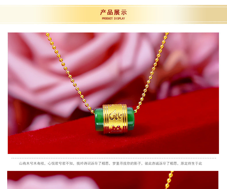 18k Gold Pendant Bizuteria Gemstone Real Natural jade Treasure Pendant Necklace image 1