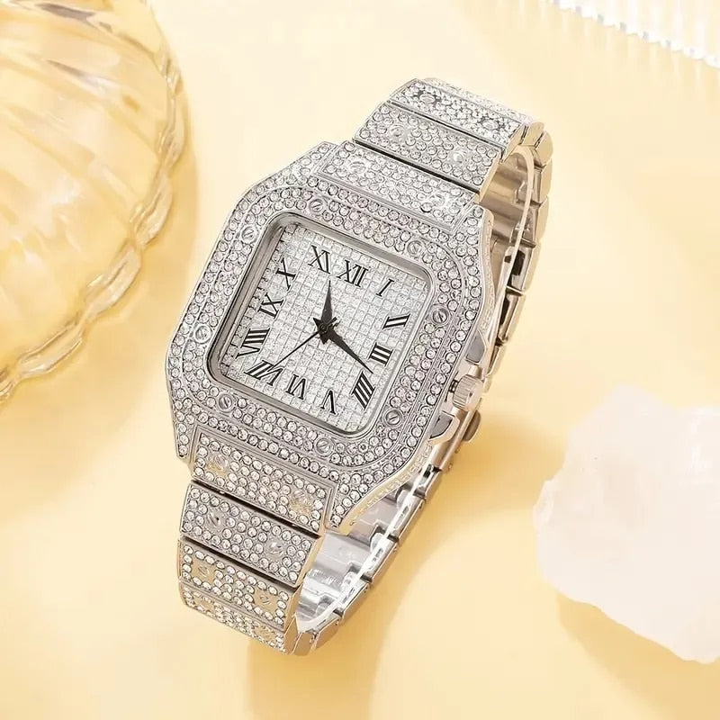 2Pcs Set Diamond Women Watches Gold Watch Ladies Wrist Watches Luxury Brand Rhi image 6