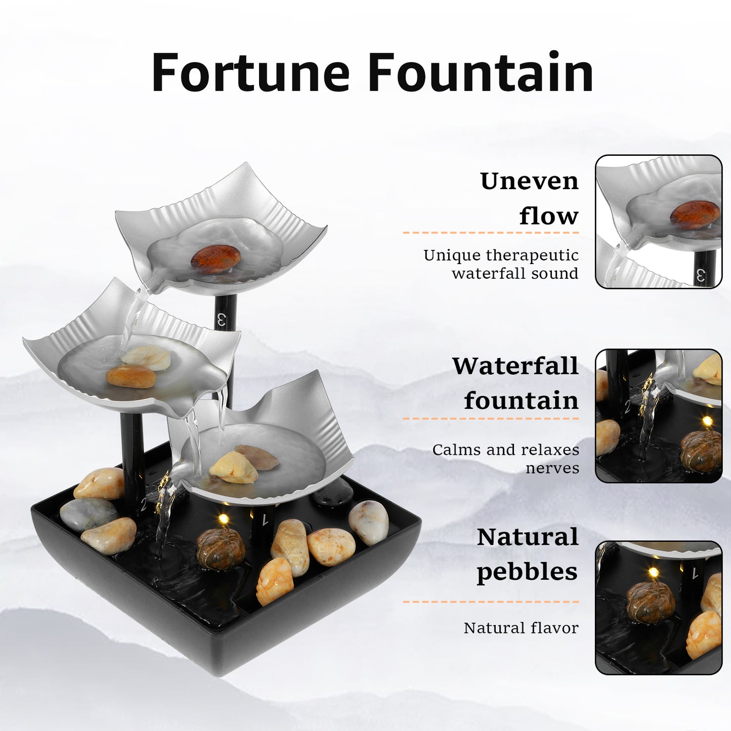 Tabletop fountain office feng shui wealth ornament meditation waterfall fountai image 6