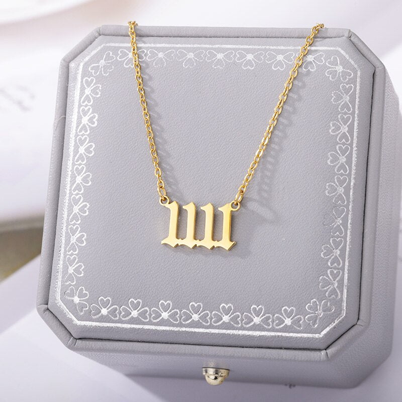 Lucky Angel Number 1111 Necklaces For Women Gold Color Stainless Steel image 2