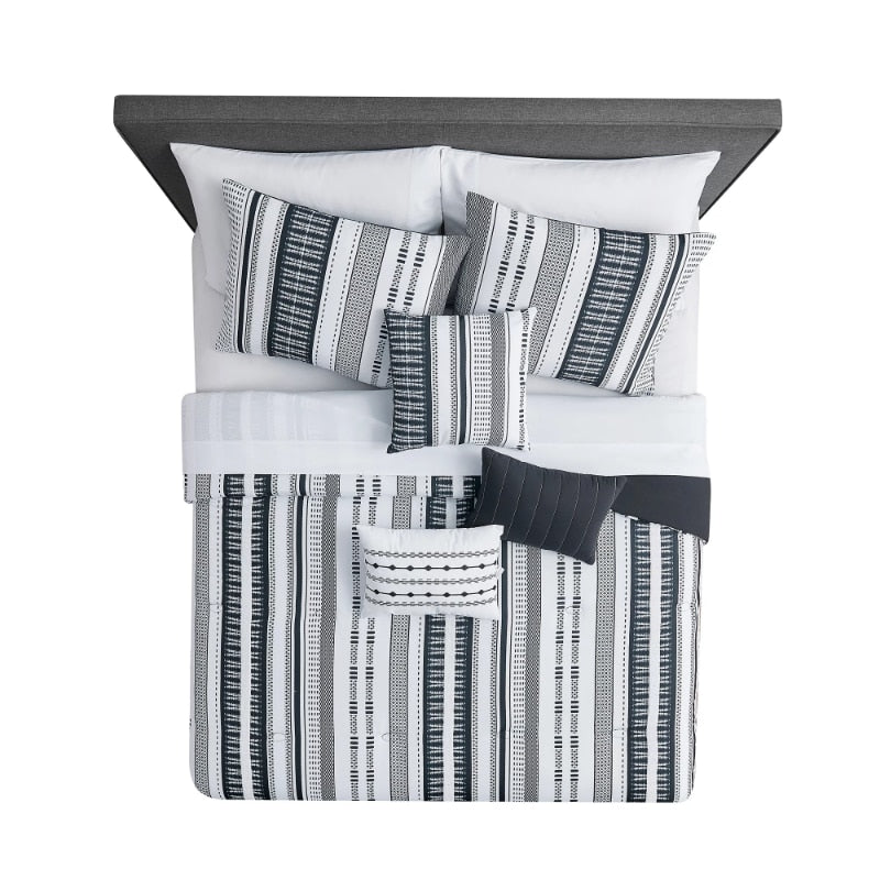 Mainstays 10PCS Black and White Stripe Bed in a Bag Bedding Set with Sheets and image 5