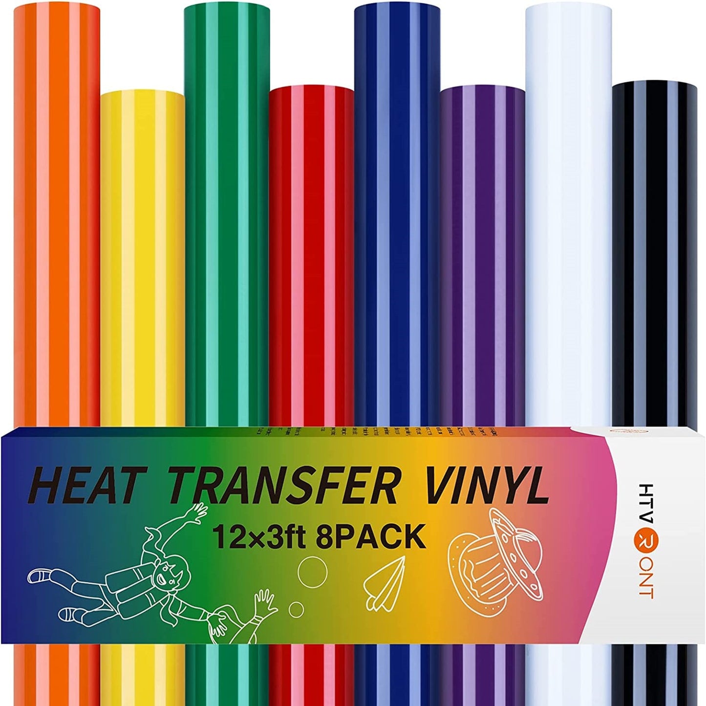 HTVRONT 8/14pcs 12X3ft Multi-Color PU Heat Transfer Vinyl Roll for Cricut T-shi image 2