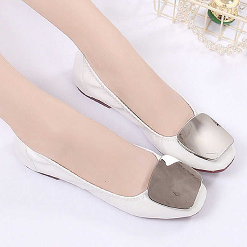 Woman Retro Spring Square Toe Cute Gold Mary Jane Comfortable Soft Soled Shoes image 4