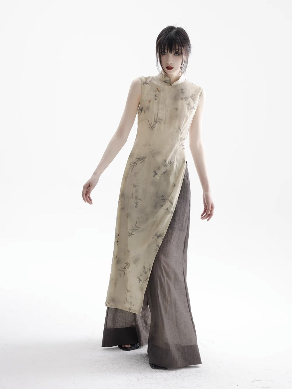 vietnam classic traditional sleeveless ao dai Breathable chinese national style image 2