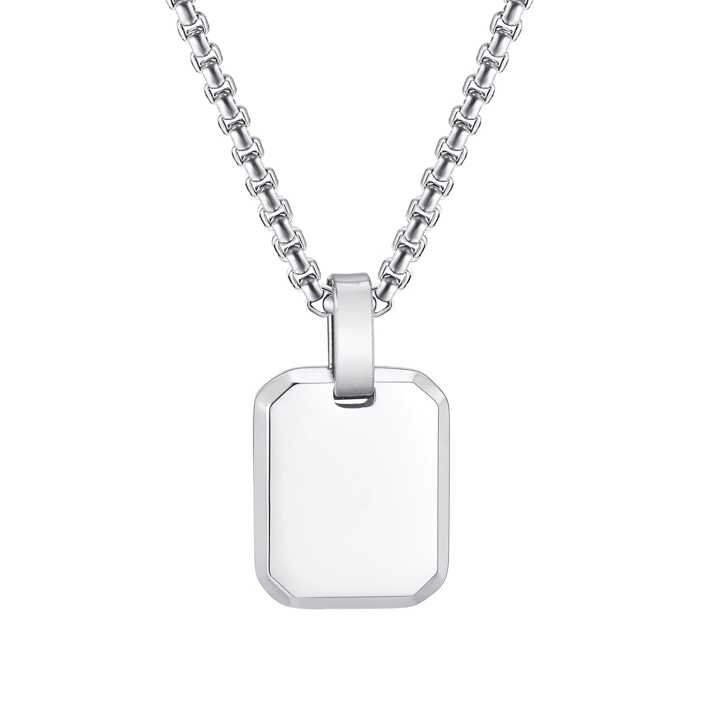Engrave Square Necklace Personalized Tag ID Pendant, Stainless Steel Gold Plate image 2