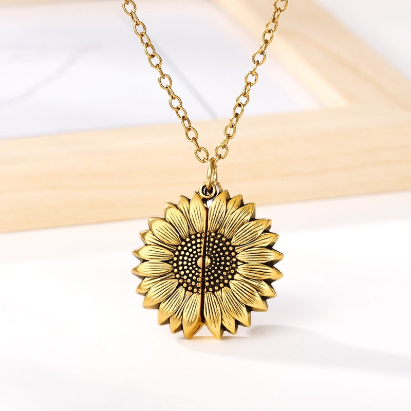 You Are My Sunshine Necklaces For Women Men Lover Gold Color Sunflower image 8
