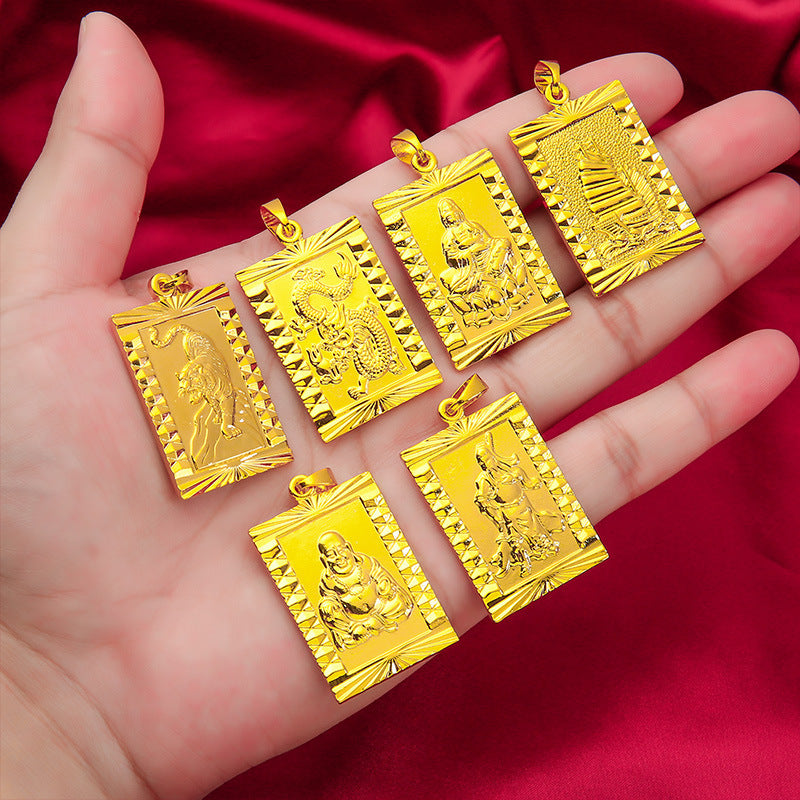 18 K Yellow Gold Color Dragon Pendant for Men Women Jewelry Women's Wedding Eng image 2
