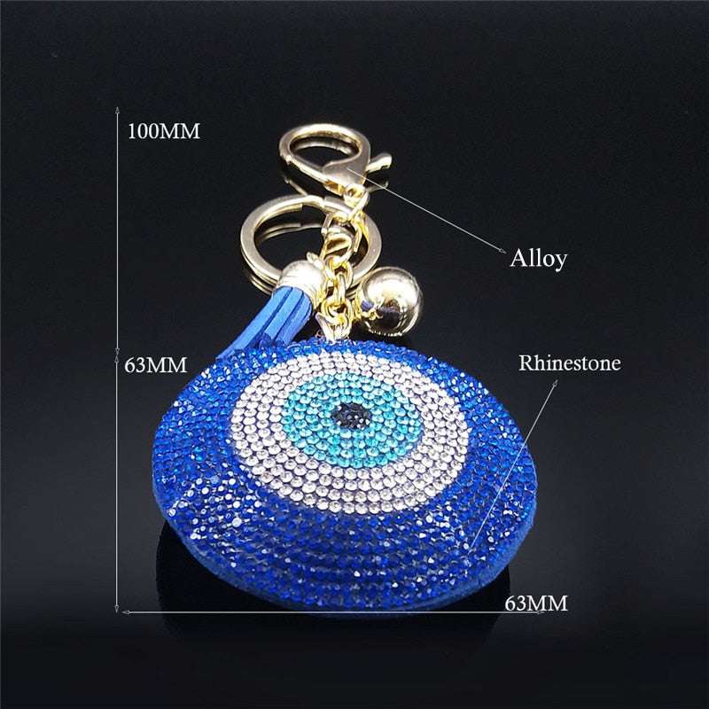 Turkey Eyes Crystal Keychains Ring for Women Keychain Blue Gold Color Key Chain image 17